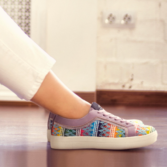 Sneakers lilla con intrecci multicolore Swish Jeans, Donna, SKU w014000355, Immagine 0